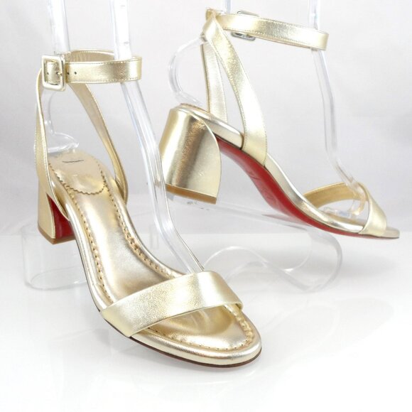 NIB$945 CHRISTIAN LOUBOUTIN Miss Sabina Metallic Red Sole Ankle-Strap Sandal 7 - Picture 13 of 16